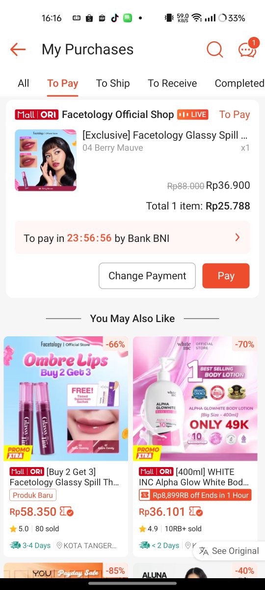 cookynjunie_'s tweet photo. GUYSS LIPTINT FACETOLOGY LAGI DISKON GEDEE😆 aku dapet 25k coba di kalian berapaa🫶🏻🫶🏻

aku cek di sinii
https://t.co/YEZroAYEZd https://t.co/oNyEAl5J7m