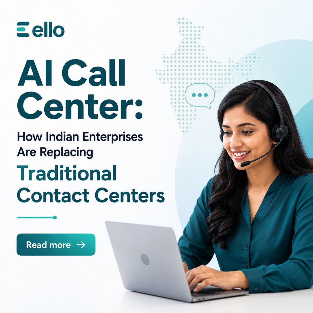 getelloai's tweet photo. Legacy contact centers are hitting their limits.

AI voice agents are becoming a key part of modern contact centers, helping businesses answer instantly and resolve conversations faster.

Read more: https://t.co/o9OT0kKcOU

#VoiceAIAgents #CallCenters #BPOs #Ello https://t.co/GxFLei8JdG