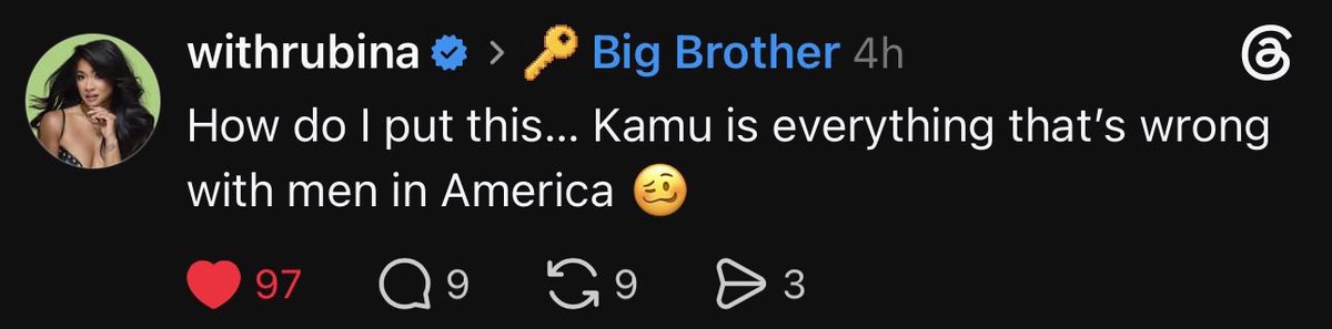Trollloserface's tweet photo. RUBINA THE WOKE QUEEN YOU ARE  #BB28 https://t.co/jMZZHaM0mn