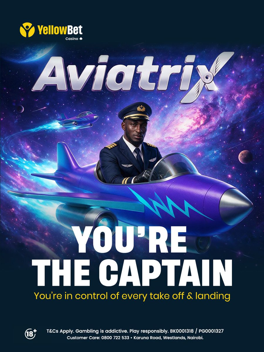 YellowbetKenya's tweet photo. ✈️👨🏾‍✈️ Pepea mpaka penye unataka Rubani! 

💰With just 10 bob or more unaweza jibamba on Aviatrix , then cash‑out  at your preferred destination.

Pepea kama wewe at https://t.co/jeiSBznPu7 

#YellowBet #Aviatrix https://t.co/gILg8MvoUv
