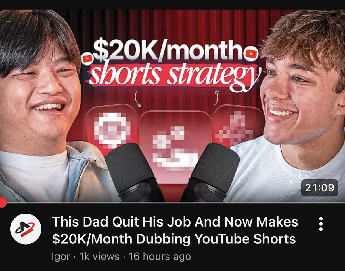 yt_igm's tweet photo. Dropped a banger on dubbing Shorts.

@KnifewindYT explains the strategy he uses that allowed him to quit his job and generate $20K/month.

Search @yt_igm on YT to watch the vid. https://t.co/CI7gRfpgrx