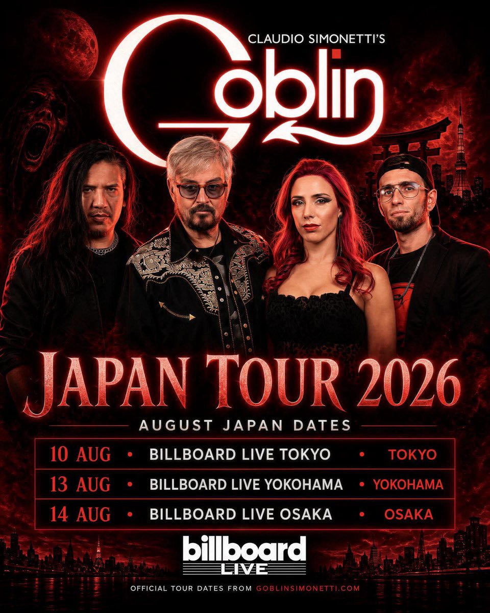 billboardlive_o's tweet photo. 【8/14(金)】イタリアン・プログレッシブ・ロックの伝説的バンド、ゴブリンがビルボードライブ大阪に初オン・ステージ！
映画『サスペリアPART2』のサウンドトラックで世界的な注目を集めた彼らが、唯一無二の音世界と名曲の数々を届ける貴重なステージをお見逃しなく。
チケットは公式HPにて発売中🎫