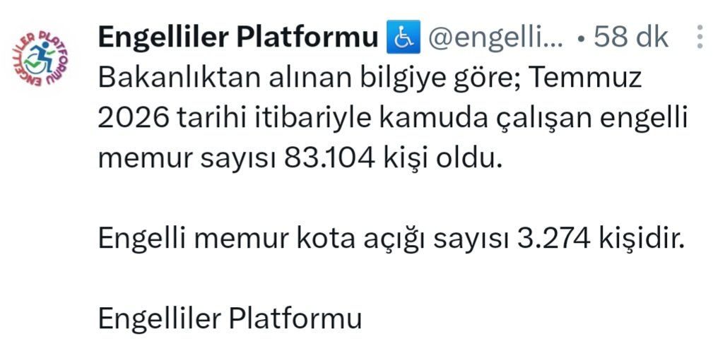 2026_ekpss's tweet photo. Yardımcı Hizmetler Sınıfında olan ve EKPSS'yle hizmetli olarak atanan engelli bireyler GİH sınıfına geçirilsin.
3274 boş engelli memur kota açığı 2027 EKPSS atamasında işleme alınsın.
@RTErdogan @MahinurOzdemir @memetsimsek @YilmazCansin @CemalDonat @Akparti 
#YhsGündemde https://t.co/Gzp0VCfCT3