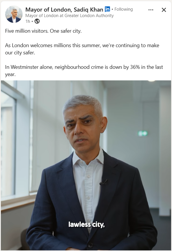CCDHWatch's tweet photo. Sadiq Khan worried that people might think London is a 'lawless city'... #seriousface https://t.co/yjuh2D8mqs