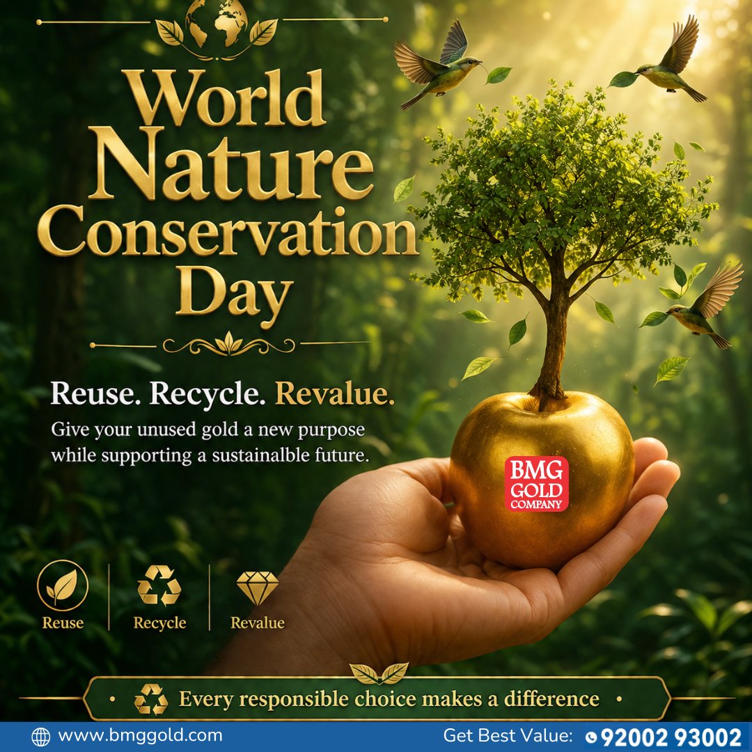 BmgGoldcompany's tweet photo. 🌍  World Nature Conservation Day !  🌳

#BMGGold #BMGGoldCompany #CashForGold #CashForSilver #CashForDiamond #InstantCash #GoldBuyer #SilverBuyer    #DiamondBuyer #SellGold #SellSilver #SellDiamond #OldGoldBuye #WorldNatureConservationDay  #ATrustedGoldBuyer https://t.co/tUKSgYwSBF