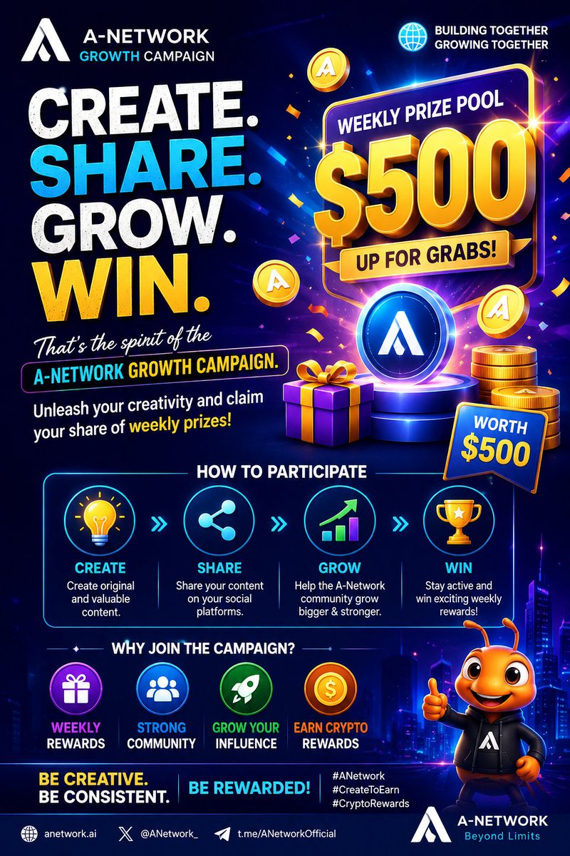 irfanbutteorm's tweet photo. 🎯 Create. Share. Grow. Win. That's the spirit of the A-Network Growth Campaign. Unleash your creativity and claim your share of weekly prizes!
#ANetwork #CreateToEarn #CryptoRewards https://t.co/HwuMNkzGkS