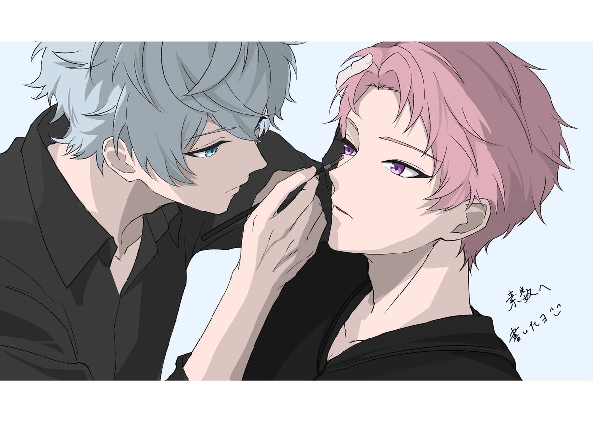 2357sosu's tweet photo. わんたさんが宗いずの神イラストを書いてくれた…！😭😭😭😭
宗にメイクする泉 https://t.co/9hUEYkNAtJ