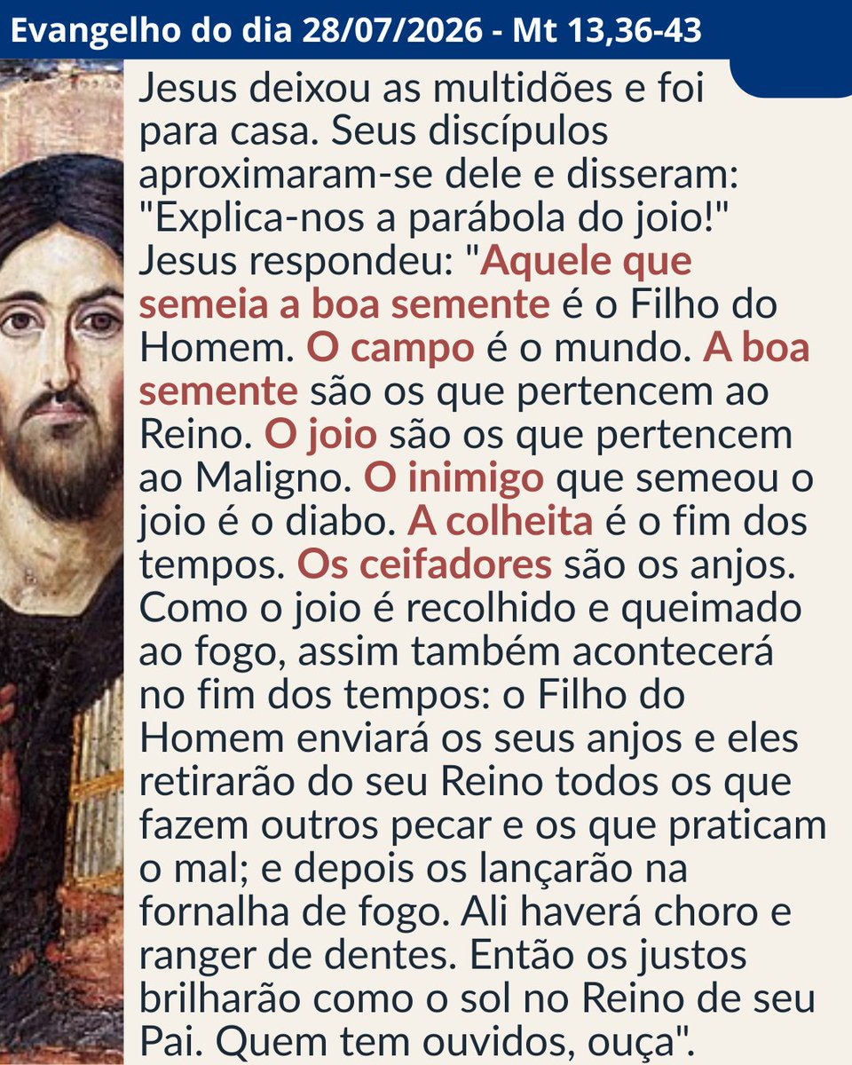 hugogoes's tweet photo. No Evangelho de hoje, Jesus explica a parábola do joio e do trigo. Ele nos mostra que, enquanto dormimos (ou nos distraímos), o inimigo age silenciosamente, semeando confusão, dúvidas e pecados onde Deus plantou a Sua verdade.
Mas a mensagem principal é de esperança e paciência. https://t.co/6O1CDoOFaZ