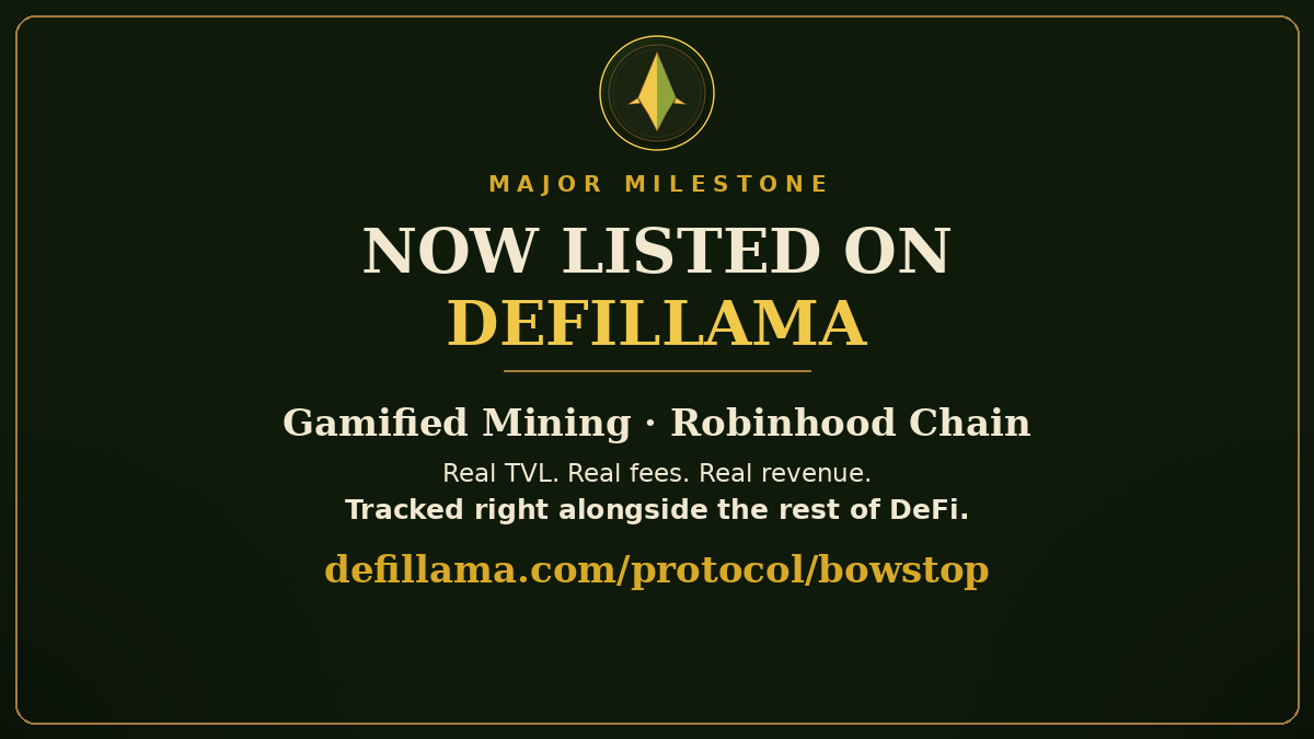 Flame__Fun's tweet photo. 🎉🦙 BOWSTOP IS OFFICIALLY LISTED ON DEFILLAMA! 🦙🎉

Massive milestone — you can now track BowStop's TVL, fees & revenue right alongside the biggest names in DeFi. 📊🔥

Real protocol, real revenue, real fun. 🏹💰

👉 https://t.co/B7wUqnFEMH

#BowStop $BOWSTOP #DeFi #DefiLlama 🚀