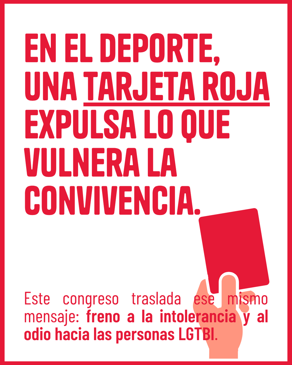 LGTBIand's tweet photo. Al igual que en el deporte, una tarjeta roja expulsa lo que vulnera la convivencia. 🟥

El VI Congreso LGTBI de Andalucía lo traslada así: freno a la intolerancia y al odio, y compromiso con el respeto, la igualdad y la diversidad como valor.

📅 22-23 septiembre
📍 Torremolinos https://t.co/tfK2fzUZ0C
