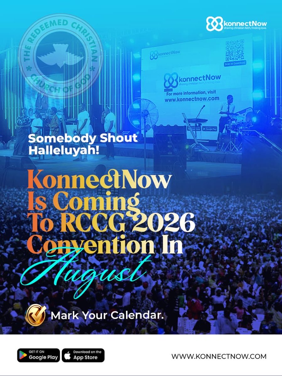 konnectnowapp's tweet photo. RCCG Convention just got even more exciting! 🎉🙌

This August, KonnectNow is coming to the Convention! Stop by our stand, meet the team, explore the app, and discover a community where faith leads to meaningful relationships. 

See you there! 💙

#RCCGConvention2026 #KonnectNow https://t.co/rVtJ8OWNyz