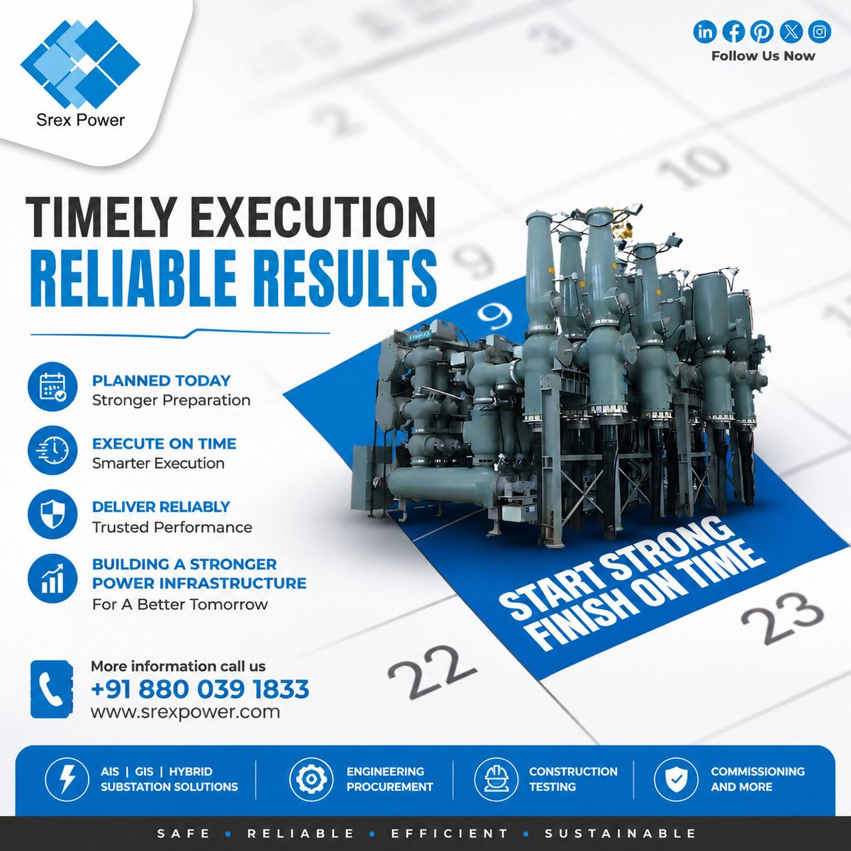 srexpowerindia's tweet photo. ⚡ Timely Execution. Reliable Results.

Srex Power India delivers 220kV–400kV+ AIS, GIS &amp; Hybrid Substation EPC Solutions with precision, quality &amp; on-time execution.

#TimelyExecution #EPC #AIS #GIS #PowerSector #SrexPowerIndia #Engineering #Infrastructure https://t.co/JivRMVE3ol