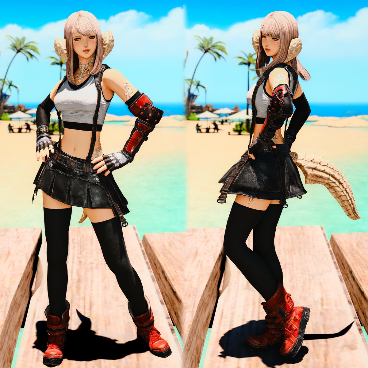 azaera_'s tweet photo. Uh oh! The Tifa and Barret outfits are already ingame! And yes, they're gender locked. https://t.co/zInjXQJM7c