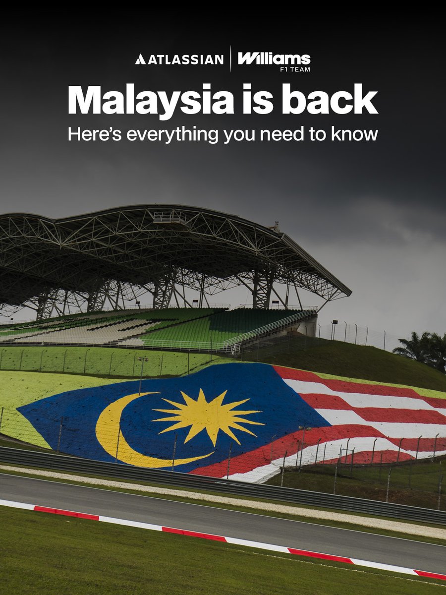 WilliamsF1's tweet photo. Malaysia is back 🤝 

But why do fans and drivers alike love it so much? Tap here to find out: https://t.co/qxfMPojxSg https://t.co/H20z7kWnVQ