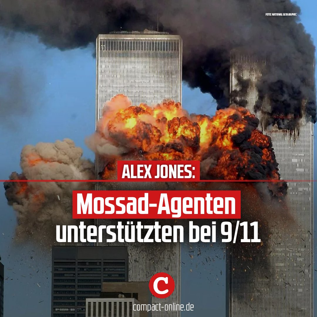 COMPACTMagazin's tweet photo. Eines der größten Tabus bricht die neue COMPACT-Spezialausgabe „Schurkenstaat – Geschichte und Gegenwart Israels“: Dass Mossad-Agenten an den Anschlägen vom 11. September 2001 beteiligt waren. Nun hat Alex Jones unseren Recherche-Ansatz spektakulär bestätigt.

Mehr dazu: https://t.co/g1wUc1Cwmd
Hier "Schurkenstaat" bestellen: https://t.co/Sd7BtviSKV