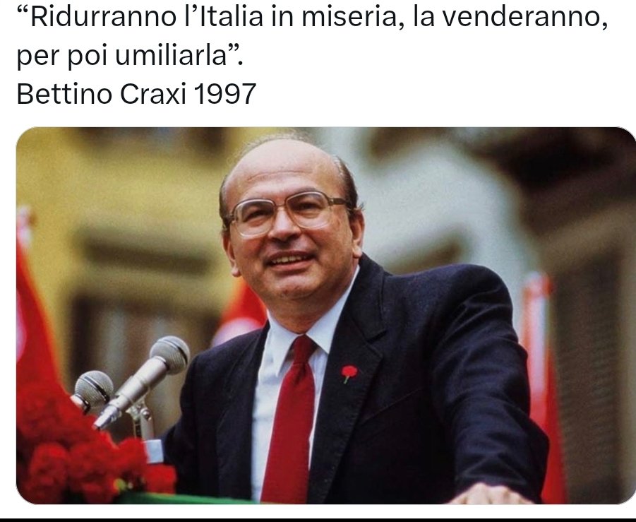 Sovranista76's tweet photo. La verità su questo uomo, politico, uno degli ultimi ad aver servito l'Italia, non è quella che ci hanno fatto sempre credere, ma è quella che sta venendo fuori ora.
È stato condannato ed esiliato,
perché si stava opponendo al nuovo ordine mondiale,
che programmava un Europa sterile ed un Italia povera.
#Bettino #Craxi