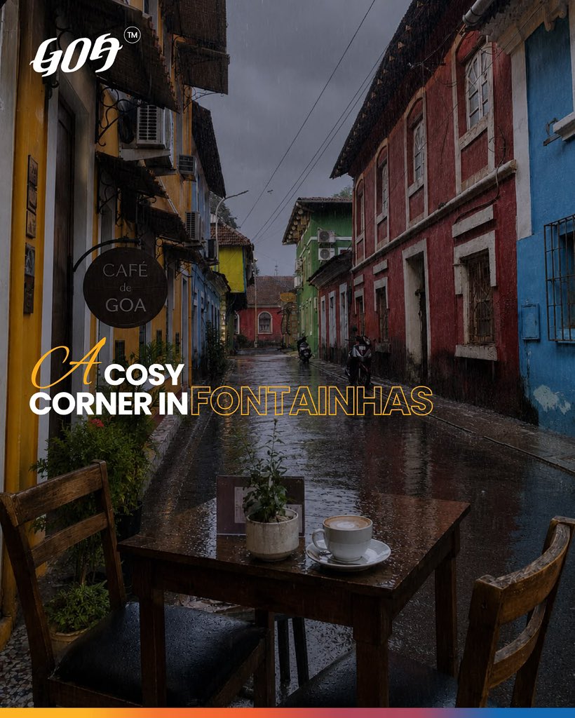 TourismGoa's tweet photo. There's something magical about Goa in the monsoon. A steaming cup of coffee, the sound of falling rain, and a view that makes you want to stay a little longer. Which cosy corner in Goa would you choose for your perfect rainy-day escape?
#GoaTourism #MonsoonInGoa #ExploreGoa #VisitGoa #GoaDiaries