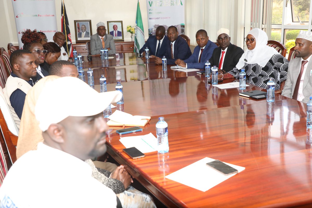 GovMohamudAli's tweet photo. I received a courtesy call from @SafaricomFDN  Chair Joseph Ogutu, Trustees and @CatholicRelief Kenya Country Manager Margaret Kahiga.They are in Marsabit to engage Wezesha Vijana graduates, hand over new workshops at Saku VTC and strengthen partnership with the County Government https://t.co/z0vjMFi1OB