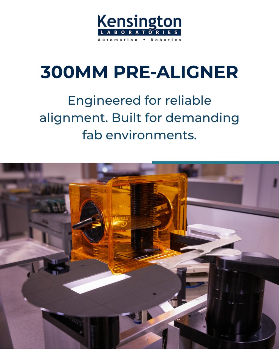 Kensington_Labs's tweet photo. The 300mm Pre-Aligners ensure precise wafer centering and orientation, helping improve transfer accuracy and process consistency.
👉 Request a Quote: https://t.co/ztKq7sq5IW
#Semiconductor #WaferHandling #PreAligner #Automation #KensingtonLaboratories https://t.co/VCQ8ONQyNJ