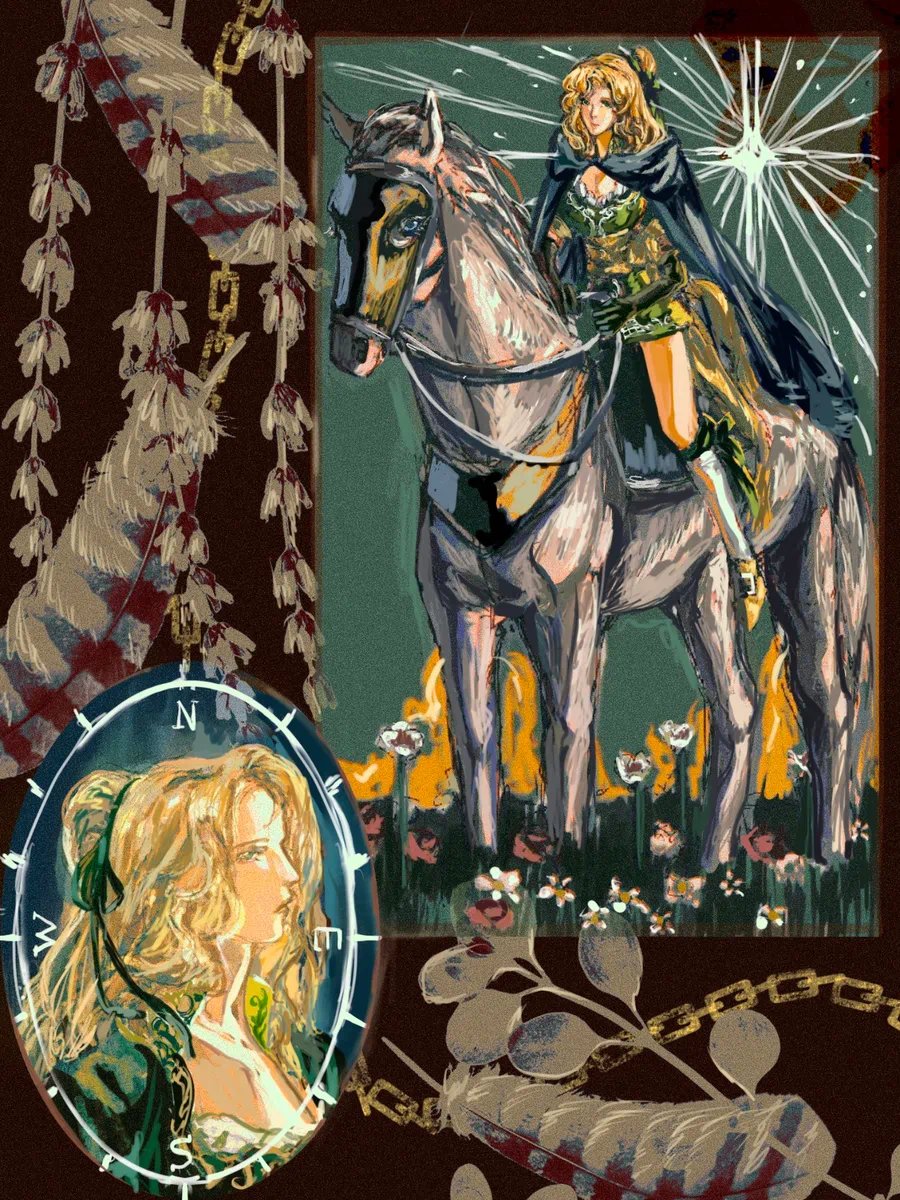 himbo_jugulator's tweet photo. repost 
the reason compass is used in this pic is her beasts stand for four directions
the star guides her way home https://t.co/ZVTBvvTVWu