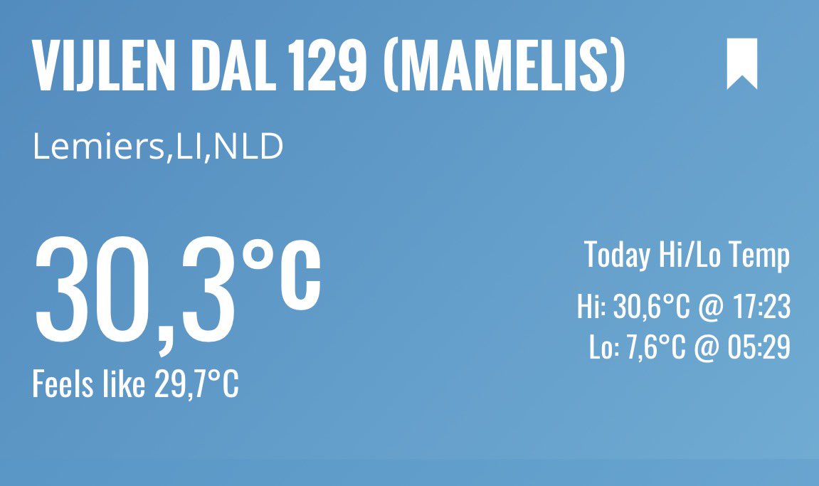 bock_auf_snow's tweet photo. In Vijlen-Mamelis van een koude 7,6 vannacht naar een tropische 30,6 oC vanmiddag. #hittegolf #coderood https://t.co/U18tE6ZqCO