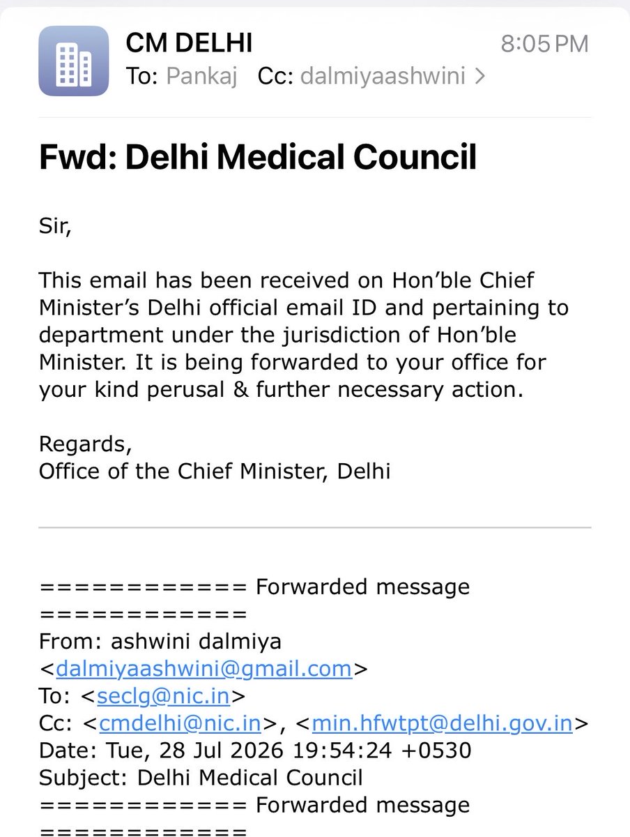 DalmiyaDr's tweet photo. Written to Honourable LG @LtGovDelhi 
Chief Minister @gupta_rekha 
Health Minister @drpankajbjp 
regarding the unprecedented situation in DMC because of non availability of DHS, Acting Registrar @FordaIndia @AIIMSRDA @DrDatta_AIIMS @ridhimagupta27 @RdaUcms @GtbhRda @Central_MARD @rdalhmc @RDA_SJH @rdabsamch @AnujaJaiswalTOI @official_afa_