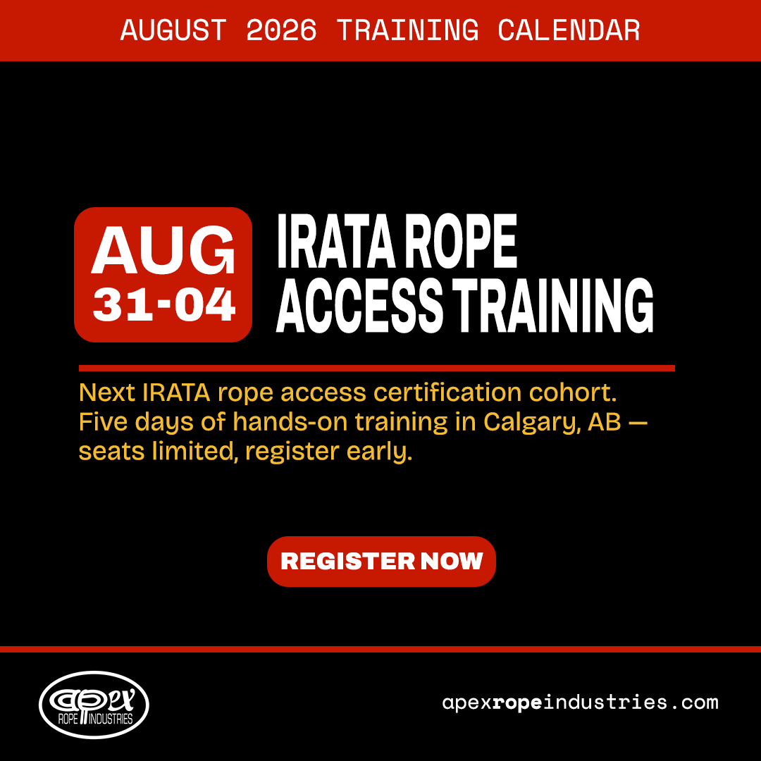 APEXropeInd's tweet photo. Aug 31–Sep 4 — IRATA Rope Access Training: Next cohort. Seats limited.
