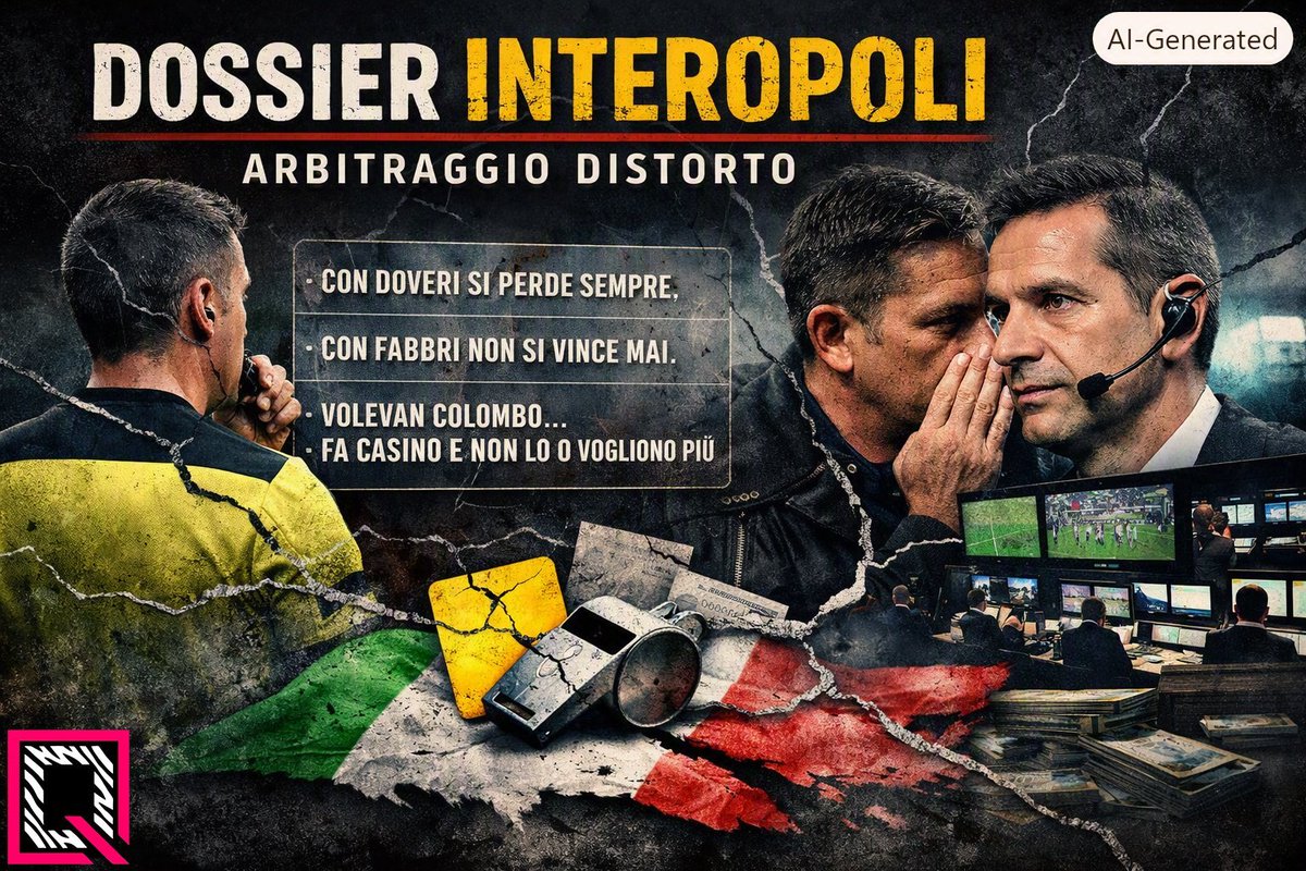 QuotidianoBN's tweet photo. 🧨 In attesa che arrivi l'inferno.

⚠️ Una bomba 💣 sta per essere lanciata e nelle prossime ore lo scoprirete.

❗️Ricordatevi: Articolo 30 e articolo 6.

🔗Il dossier che smaschera il paradigma arbitrale italiano. 📌 Link primo commento.

🖊️Interopoli non è una storia di telefonate. È una storia di cultura. E quando la cultura si distorce, il sistema si rompe.

📍Nel dossier che abbiamo pubblicato oggi dimostriamo una cosa semplice e devastante: 
🔴In Italia l’arbitro è stato trattato come un fattore tecnico, non come un garante.

📞Le intercettazioni lo dicono senza filtri: 
▪️«Con #Doveri si perde sempre.» 
▪️«Con #Fabbri non si vince mai.» 
▪️«Volevan #Colombo… lo mando a Bologna… fa casino e non lo vogliono più.»

📌Non è “gradimento”. È criterio di scelta. E quando chi gioca influenza chi dirige, la competizione non è più neutrale.

📍Ma c’è di più. 
Il dossier mostra che la distorsione non riguarda solo il campo: riguarda anche la narrazione arbitrale. 
📞Le conversazioni tra #Rocchi e #Marelli rivelano un cortocircuito enorme: informazioni riservate, pressioni, valutazioni interne che finiscono nella moviola televisiva.
📍 Se l’arbitro diventa un mezzo, e la moviola diventa una narrazione condizionata, la trasparenza evapora. 
❗️La credibilità crolla. Il pubblico smette di credere.
Interopoli + Open Var = la frattura di un sistema che non è più impermeabile. 

🔴Non è un caso giudiziario. È un paradigma culturale che oggi non possiamo più ignorare.