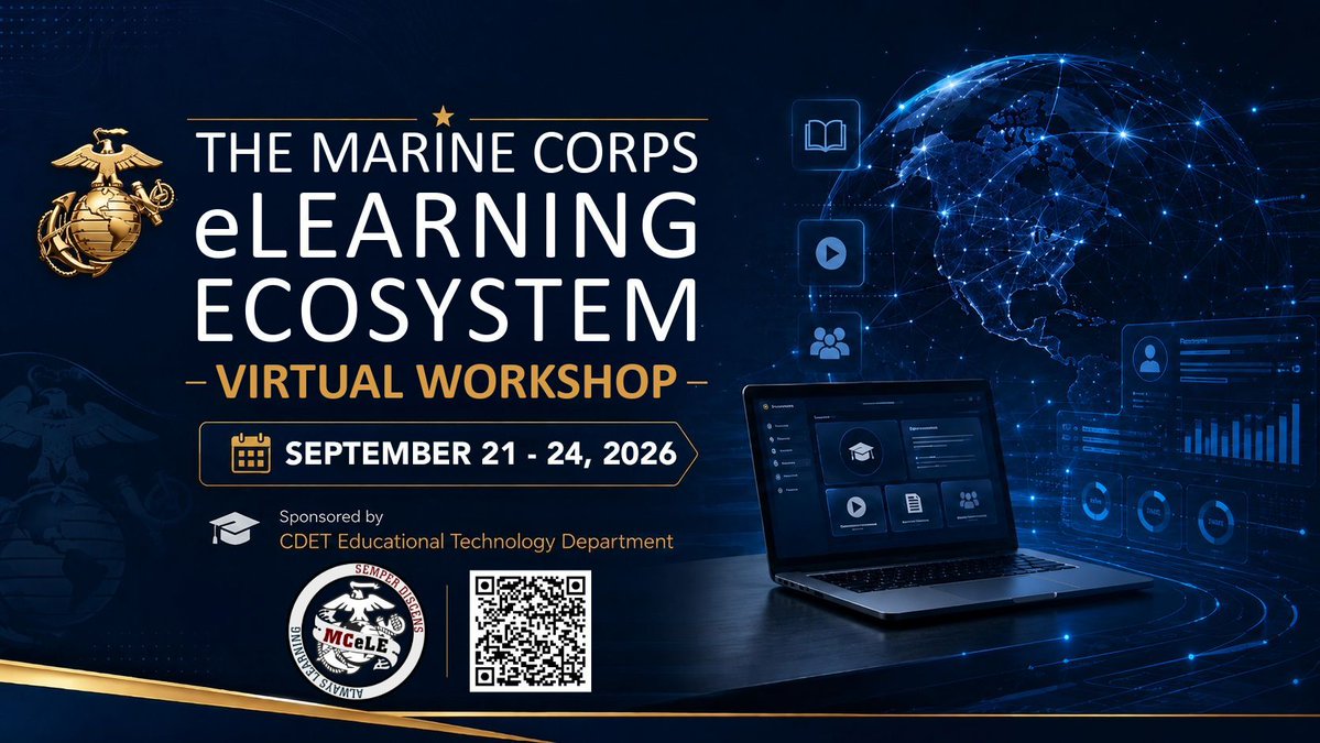 CDET_DEP's tweet photo. Have an innovative MCeLE use case? Share it at the 2026 MCeLE Virtual Workshop! CDET is accepting submissions through 21 Aug. Showcase solutions that improve readiness, learning, and efficiency across the force. #MCeLE #USMC #MilitaryEducation #CDET
@MarineCorpsU https://t.co/ScL3Q0sAT6