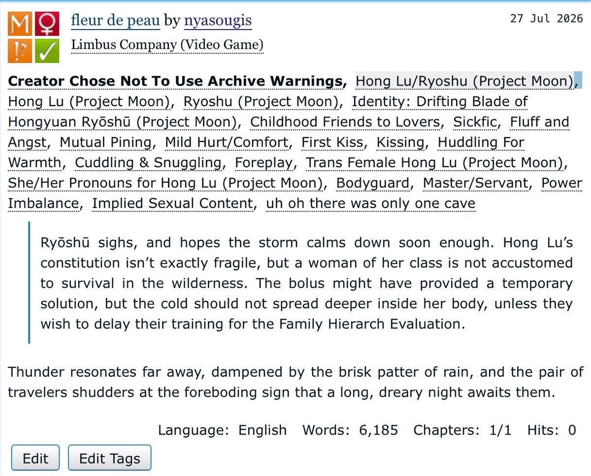 naansougi's tweet photo. (lcb64) 6.1k words of daishu and her lord stuck in a cave warming each other up during their travels yay https://t.co/H7elrwCwfs https://t.co/sHbzzAPcKV