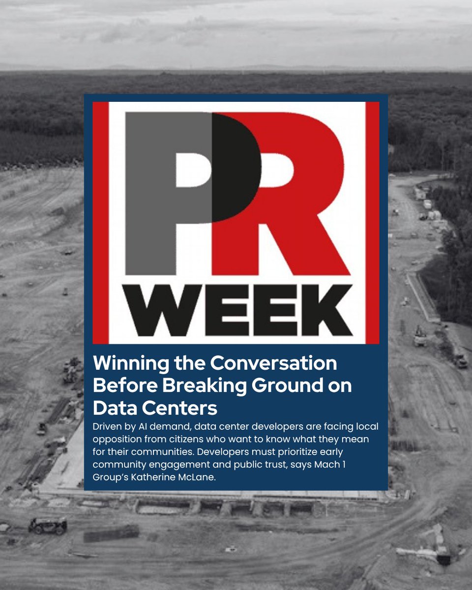 TheMach1Group's tweet photo. In her latest article for PRWeek, Mach 1 Founder and CEO Katherine McLane explains why winning the conversation starts long before breaking ground and why early, honest community engagement is now a business imperative. #txlege

Read the full article: https://t.co/ccYbcC9OK1 https://t.co/wTf9wcBPLY