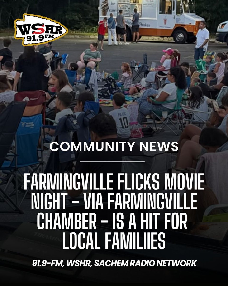 WSHRSachem's tweet photo. 🍿What a fantastic way to bring the community together! Families gathered under the stars all July long for the free Farmingville Flicks Outdoor Movie Series, presented by the Farmingville Hills Chamber of Commerce in collaboration with the Sachem Public Library and local church. https://t.co/Q8Fa8arG1p