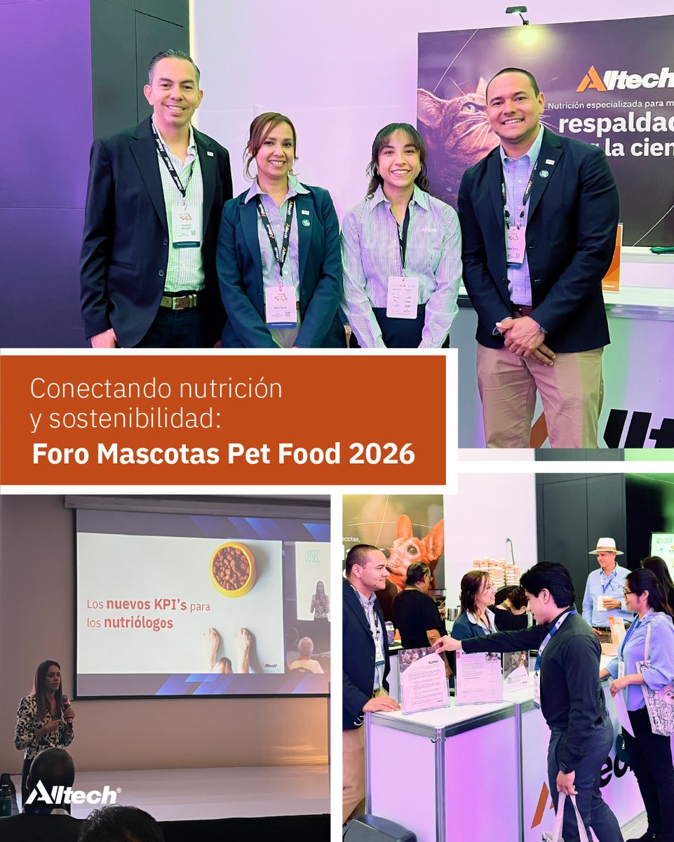 AlltechLA's tweet photo. El #PetFoodForum2026 fue una oportunidad para conectar con clientes de México y América Latina e intercambiar perspectivas sobre innovación, sostenibilidad y nutrición para mascotas. 🐾 Junto a Bianca Martins, compartimos cómo una mejor nutrición genera un impacto positivo. https://t.co/EICQNpCwm9