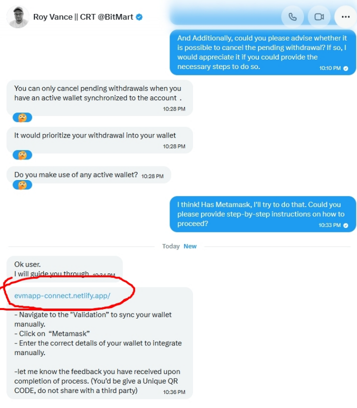 Paradoxox89's tweet photo. @Eiszeit85 @royvanheugten Please be cautious of impersonators and spam. Until an official announcement is released by BitMart CEX, do not trust information from unofficial sources. We have already observed impersonation attempts and spam. https://t.co/DKXGcHC9Jl