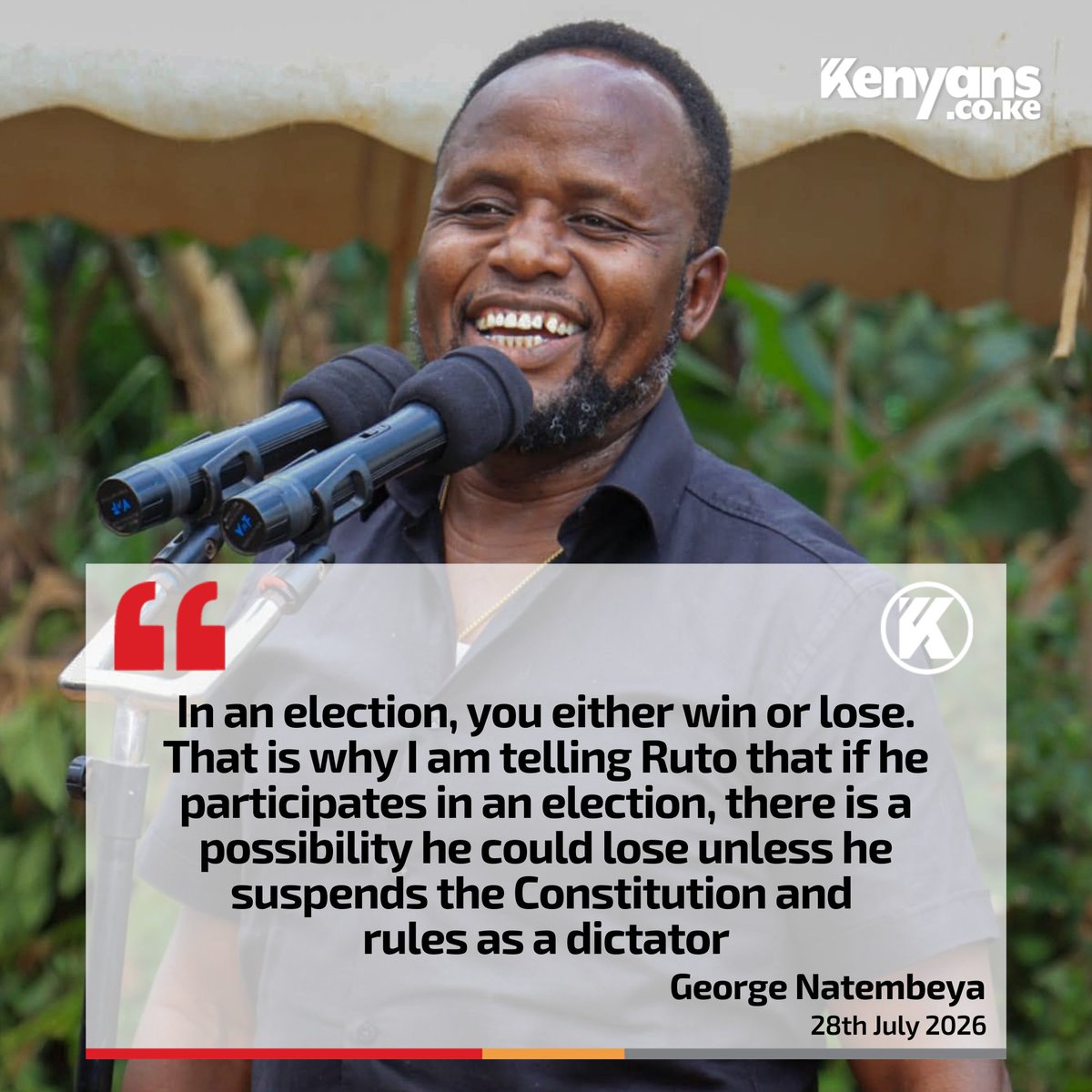 Kenyans's tweet photo. I am telling Ruto that if he participates in an election, there is a possibility he could lose - Natembeya https://t.co/zxlmhBwJ8s