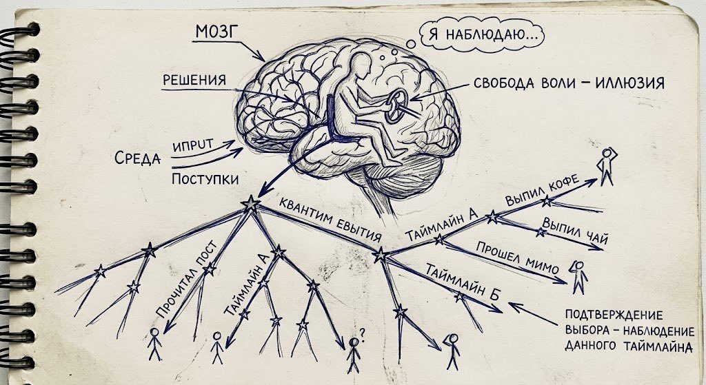 Dgava_'s tweet photo. /3 А что, если свобода воли — это просто баг интерфейса нашего выживания? Нейробиология доказывает: мозг принимает решение ДО того, как ты его осознаешь. Твое сознание — не водитель машины, а пассажир на заднем сиденье с игрушечным ��улем, который думает, что управляет процессом. https://t.co/QMHaFWCnpZ