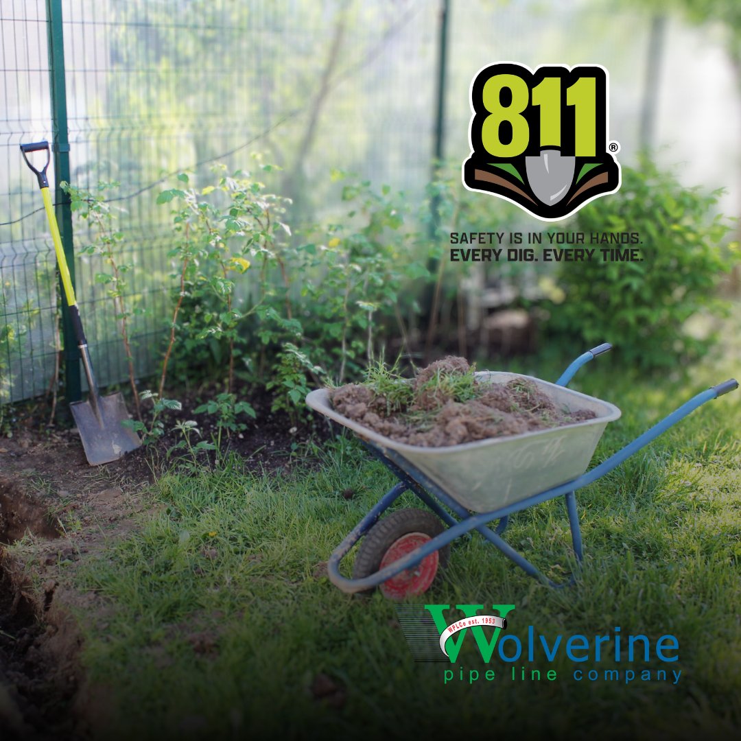 wolverinepipe's tweet photo. Summer is peak digging season. Before any project, contact 811 to have underground utilities, including pipelines, properly marked.

A free 811 request helps prevent damage, service disruptions and safety risks.

Plan ahead. Dig safely.

https://t.co/8NBcbs7Ps5

#Call811 https://t.co/Gi7TEhnfMv