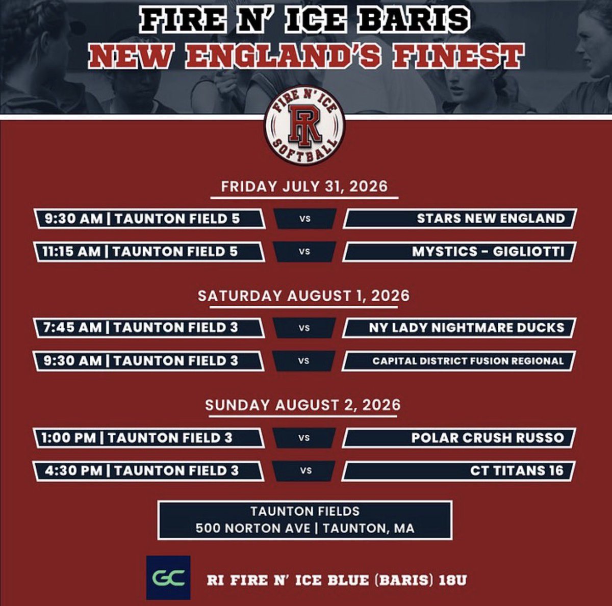 ZoeFortin05's tweet photo. Super excited for the last tournament of the summer! This weekend at New Englands Finest. Here’s the schedule⬇️⬇️@CoachFons_Brown @jbaris3 @fire_ri @ncsa @CoastRecruitsSB @WBSportsRecaps @ExtraInningSB @One11Recruiting https://t.co/aLfE2WqEr1