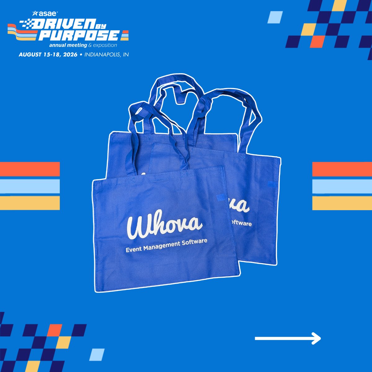 WhovaSupport's tweet photo. Get a Whova tote bag or measuring tape when you visit Booth #2300 at ASAE 2026! 📏🛍️

We’ll be exhibiting at ASAE in Indianapolis from August 15-17th. Stop by to say hi and pick up your swag while supplies last. We can’t wait to meet you!

#ASAE26 #AssociationManagement https://t.co/eLuRSfaqyc