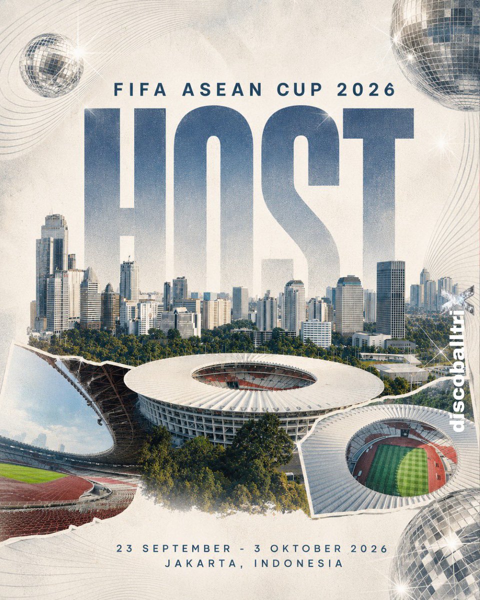 discoballtrix's tweet photo. 🪩 🕺🏻 RESMI DARI FIFA! 🇮🇩

Kalo yang belom tau ini bukan AFF ya gesss....

Indonesia menjadi tuan rumah Divisi Satu FIFA ASEAN Cup 2026 yang diikuti Indonesia, Thailand, Vietnam, Malaysia, Singapura, Filipina, India, dan satu negara pengganti China.

Sementara itu, Hong Kong menjadi tuan rumah Divisi Dua bersama Myanmar, Kamboja, Laos, Brunei Darussalam, dan Timor-Leste. Asia Tenggara, bersiap menyambut turnamen baru! 🔥🏆

FIFA telah mengonfirmasi peluncuran turnamen tersebut serta mengesahkan regulasi edisi perdana yang digelar pada jendela September–Oktober 2026.

#FIFA #FIFAASEANCup2026 #TimnasIndonesia #Garuda #SepakBolaIndonesia #ASEANFootball