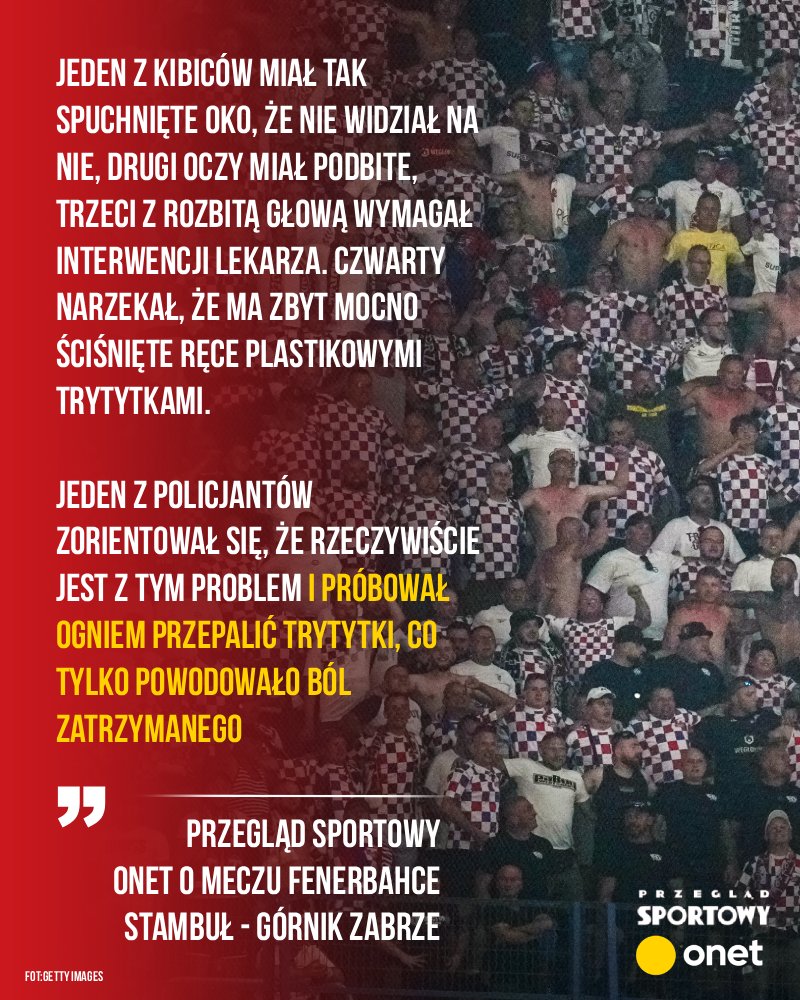 LukaszOlkowicz's tweet photo. 🗞 W środę w PS Onet: Co naprawdę wydarzyło się w Stambule na meczu Fenerbahce z Górnikiem?

Relacje świadków, nagrania.

Jest zdjęcie, które widziałem, gdzie radość miesza się jeszcze z niepewnością. Ośmiu kibiców Górnika, dzięki wytrwałej pracy polskiego konsulatu, właśnie wylądowało w kraju. Turcy wypuścili ich bez zarzutów, zostawili z bliznami.
Uśmiechami starają się przykryć ostatnie trzy dni. Najwięcej zdradza kolor pod oczami niektórych. Dominuje mocny fiolet.