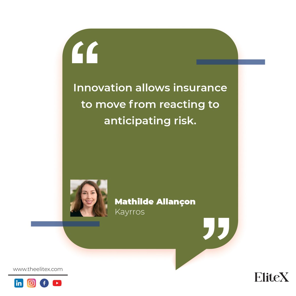 elitexmagazine's tweet photo. Impactful Women in Insurance, 2026

Mathilde Allançon – Driving Climate Intelligence in Insurance

Read more: https://t.co/JlIaai3Jub

#elitex #magazine #digitalmagazine #businessmagazine #MathildeAllançon #InsuranceInnovation #ClimateRisk #InsurTech #ArtificialIntelligence https://t.co/YvJCKHyDhw