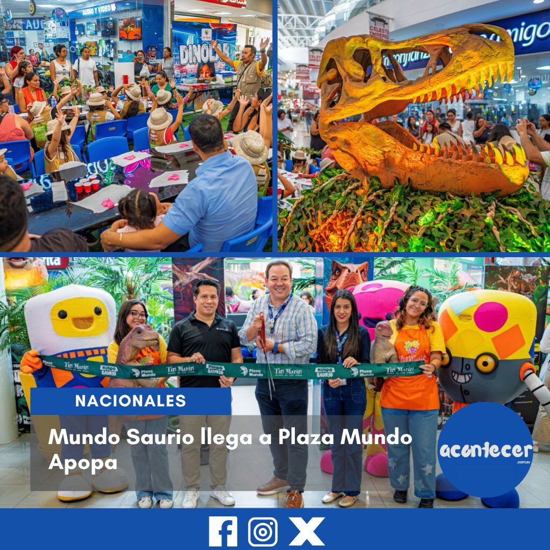 acontecercomsv's tweet photo. #Empresariales 🦕✨Una nueva aventura llega a @plazamundo Apopa con Mundo Saurio, una exhibición interactiva creada en alianza con el Museo #TinMarín .
Mas información aquí: https://t.co/QopRfdc8UW
#PlazaMundo #MundoSaurio #Apopa #Dinosaurios #ElSalvador @AgrisalSV
📝KG https://t.co/MbwI4kGYNm
