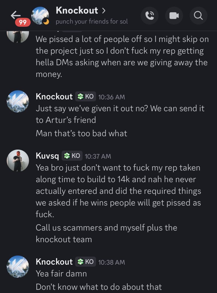 kuvsq's tweet photo. Here’s some more proof @playknockoutgg is sketchy lucky I got the screenshot before hand he tried deleting the msg about faking a giveaway please keep safe in the community guys. 🫶 https://t.co/oqs9Ltt4bt