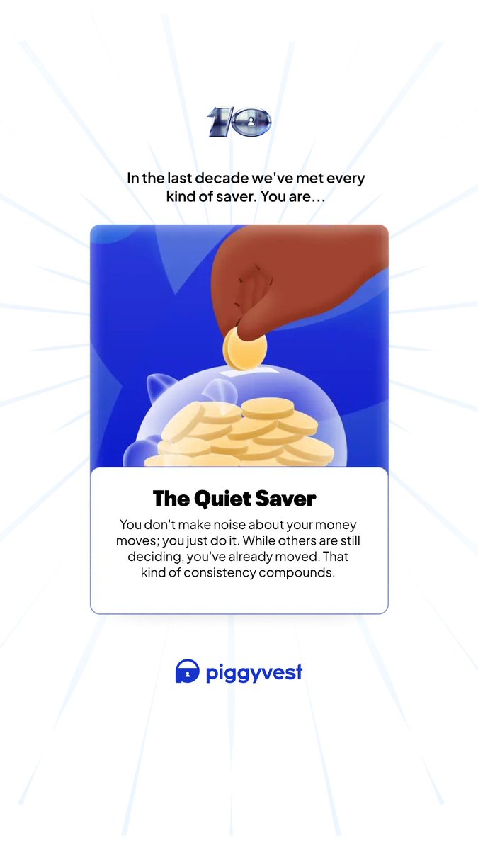 AbdulzAwe's tweet photo. I'm The Quiet Saver on Piggyvest.
What kind of saver are you? https://t.co/XgH8r93zYR https://t.co/AWYcKnt8j1