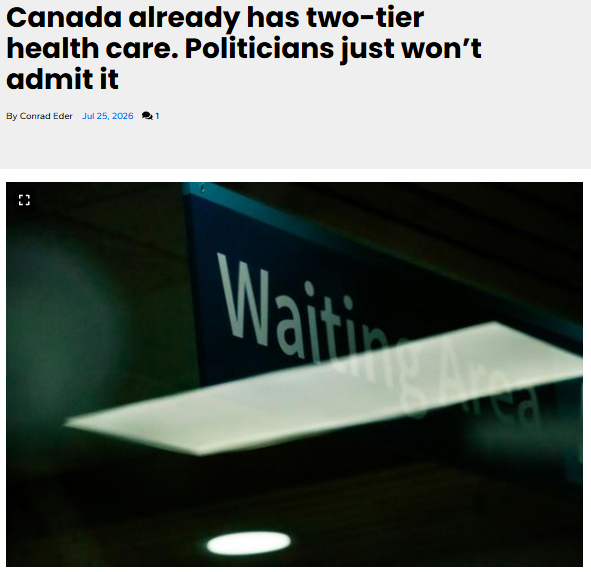 iedm_montreal's tweet photo. Canada already has two-tier health care—we just refuse to admit it. The real inequity isn't private care. It's a system where connections can buy faster access while everyone else waits. More choice and independent providers can improve access for all. #cdnpoli #healthcare 

https://t.co/70ILikCDPg