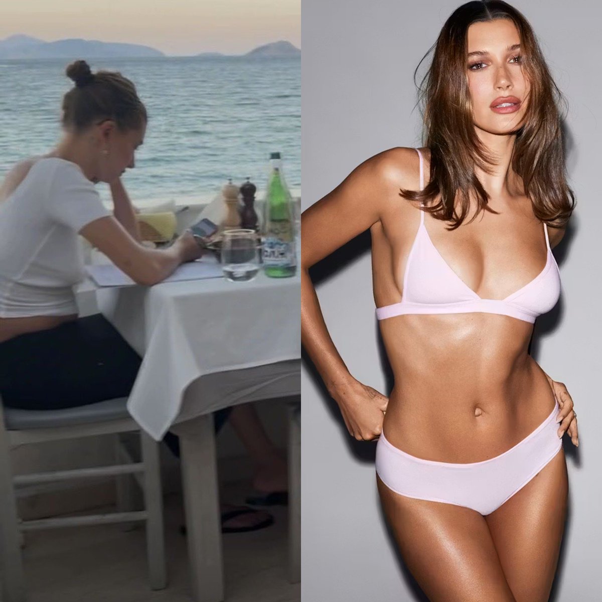 21thegala's tweet photo. Rhode Skin's multitalented founder Hailey Bieber spotted at a restaurant on the island of Spetses in Greece. https://t.co/UPzgcKe7VX