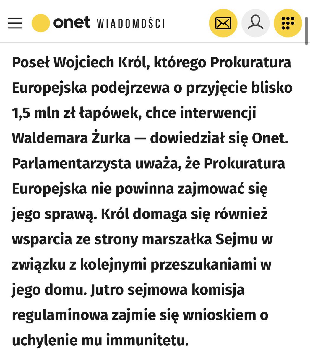 PatrykSlowik's tweet photo. Nie sposób powiązać Prokuratury Europejskiej z PiS-em i Ziobrą.
Choćby z tego względu poseł KO Wojciech Król powinien zrzec się immunitetu, a jeśli nie chce się zrzec - powinien mu zostać on uchylony.
Niech odpowiada tak jak każdy inny obywatel by odpowiadał. Immunitet nie powinien służyć ochronie posłów przed zarzutami łapówkarstwa.