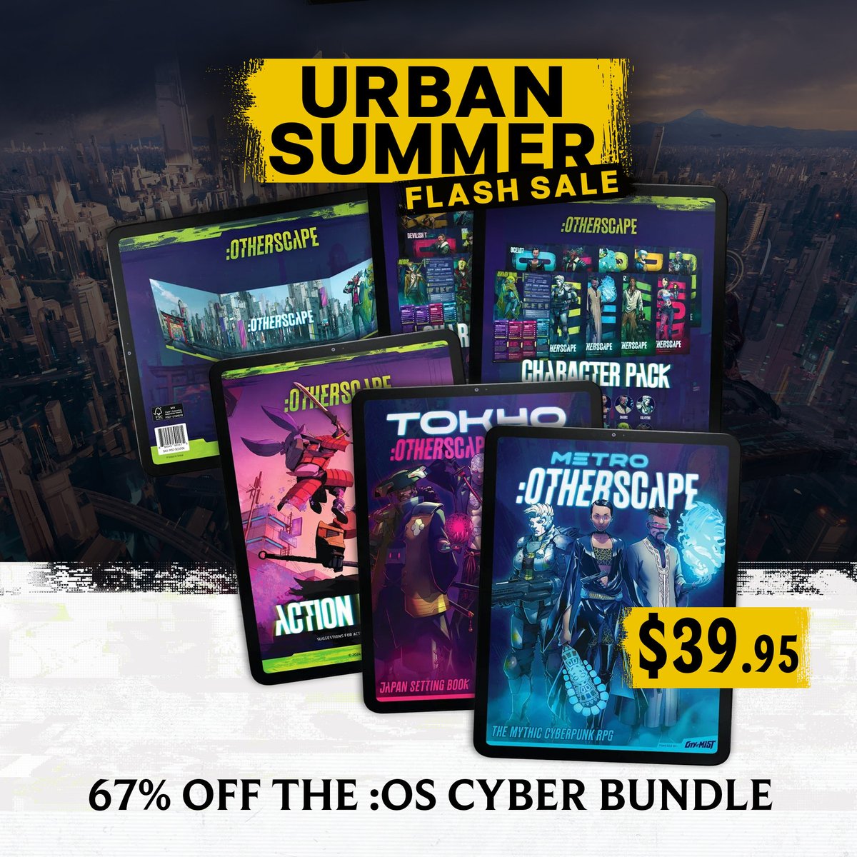 SonOfOakGames's tweet photo. Step into the streets of modern fantasy and the neon-lit world of mythic cyberpunk. The Urban Summer Sale is here, save up to 73% on City of Mist and :Otherscape! https://t.co/K0sdHDInIl