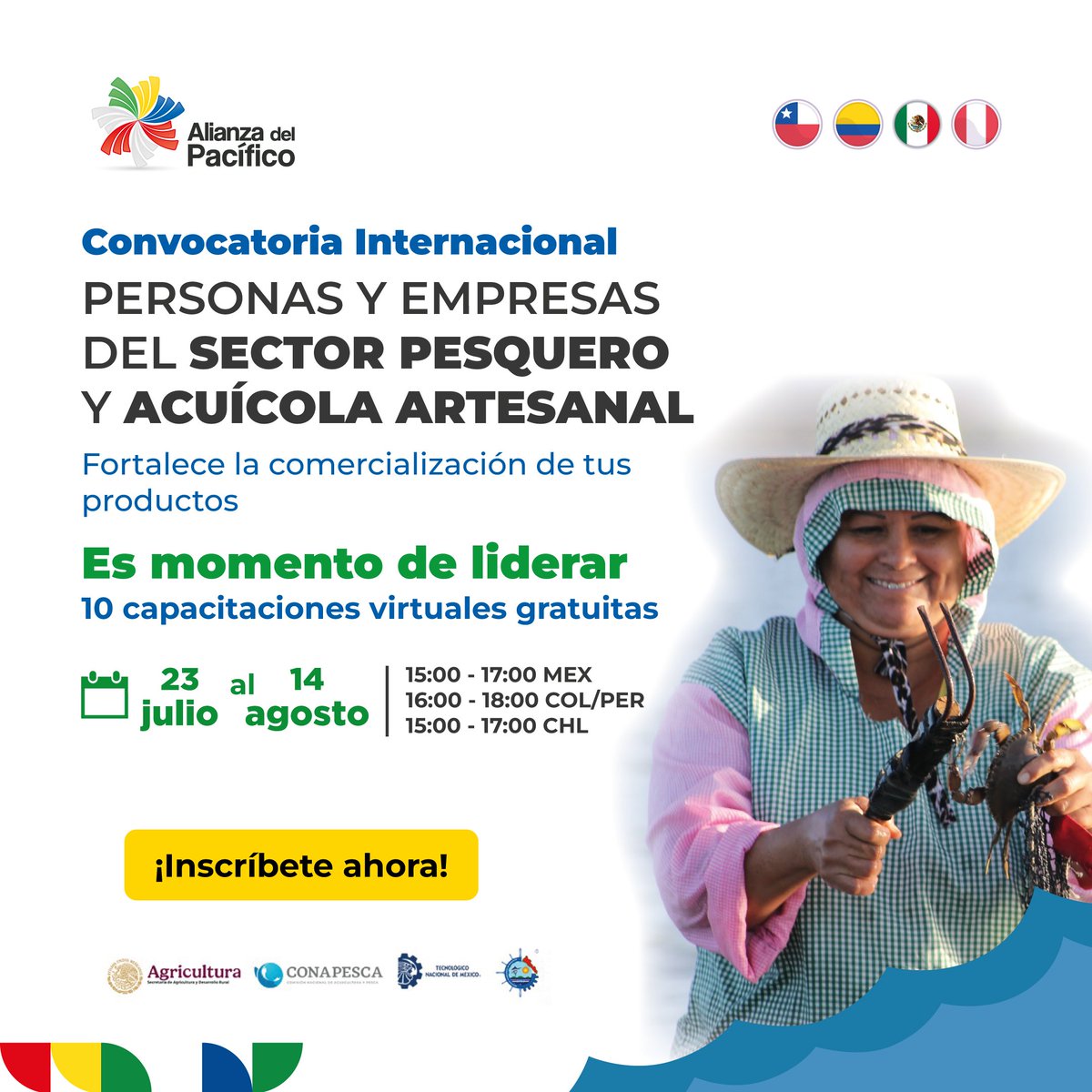 A_delPacifico's tweet photo. Atención personas del sector pesquero y acuícola artesanal 🗣️

¿Sabías que conocer y mostrar el recorrido de tu producto puede abrirte nuevas oportunidades de venta? 💙

Del 23 de julio al 14 de agosto de 2026, participa en nuestras capacitaciones y fortalece tus conocimientos para agregar más valor a tu trabajo.

📌 Módulo 1: Calidad y Valor para tu Producto

Formulario de registro 👉 https://t.co/PqPyo62COT

Más información 👉 https://t.co/2Bz2oKvWfq